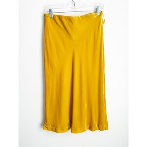 Maeve Anthropologie Yellow Velvet Midi Slip Skirt